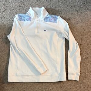 Vineyard Vines women’s XS White Quarter-Zip Pullover with whale Shoulders
